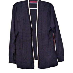 NWT Love Scarlet Navy Blue Open Face Lightweight Nautical Theme Cardigan Size XL
